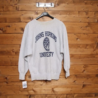 Sweat CHAMPION REVERSE WAVE Taille XL Usagé Gris Vintage Fabriqué Aux U.S.A - Photo 1/4