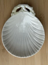 Belleek Ireland Clam Shell  Porcelain Serving Trinket Dish Green Mark 