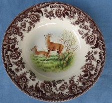 4 SPODE WOODLAND RIM SOUP BOWLS - DEER