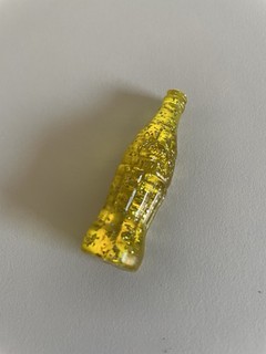 Glitter Gold Plastic Coca Cola Bottle Shaped Brooch Pin Badge 5.5 cm