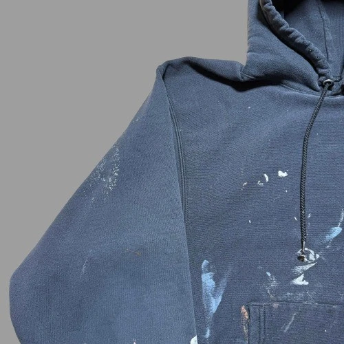 Sudadera con Capucha Pullover Vintage Años 90 Y2K Blanco Premium Tejido Inverso Envejecido - Grande Foto 2 de 4