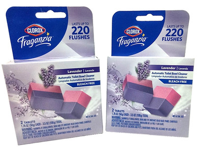 2x Clorox Fraganzia Automatic Toilet Bowl Cleaner LAVENDER Scent-LASTS 220 Flush