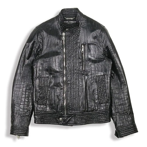 Dolce & Gabbana G9492L Black EEL Leather Men's Jacket - product listing photo
