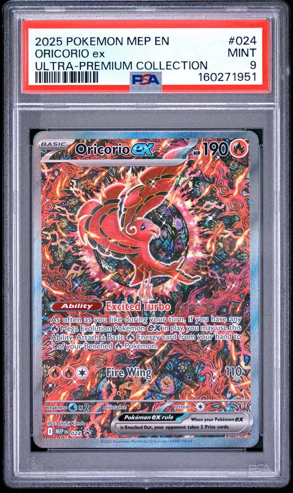 2025 POKEMON MEP EN-ME BLACK STAR PROMO #024 ORICORIO EX PSA 9