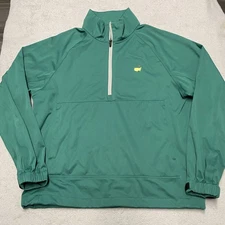 Masters Tech Jacket Mens Small Green Pullover Soft Shell PU Water Wind Resistant