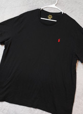 Polo Ralph Lauren Shirt Mens 2XB 2XL Big Black Casual Red Pony Short Sleeve Prep