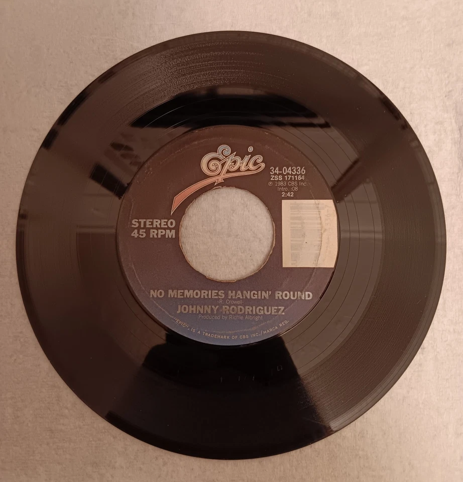 JOHNNY RODRIGUEZ 45 Too Late To Go Home 1984 Epic Vinyl Country 34-04336 RARE! - Image 4 of 4