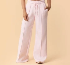 Blogilates Women's High-Rise Wide Leg Sweatpants Light Pink Size Large NWT