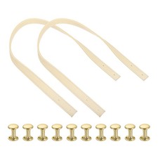 2Pcs PU Leather Purse Strap, 23.6" Short Bag Strap with Gold Rivets, Beige
