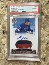 2019 Upper Deck The Cup Rookie Patch Auto Adam Fox /249 PSA 8