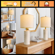 Set of 2 Modern Ceramic Table Lamps 20.75 for Bedroom, Living Room - White
