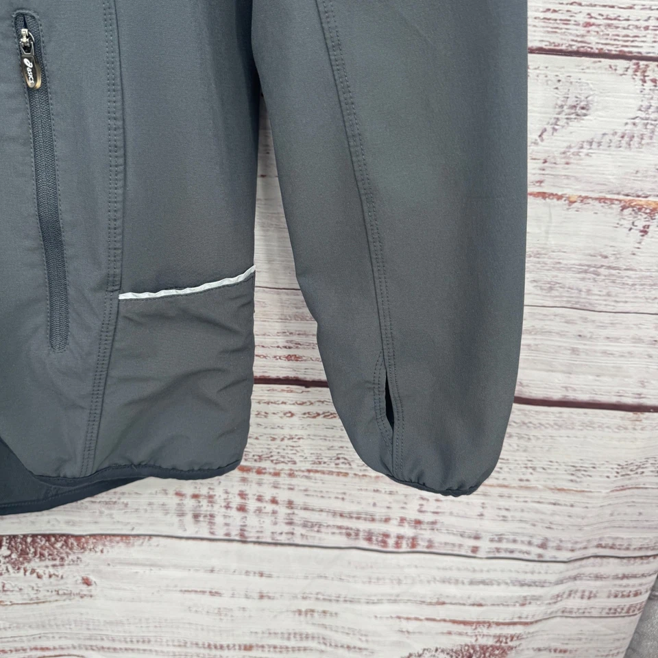 Asics Womens Gray Full Zip Running Jacket Athletic Track Lightweight Size Medium - Image 3 of 4