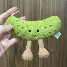 Jellycat Amuseables Sour Pickle Green Plush Bag Charm Soft Stuffed Keychain NWT