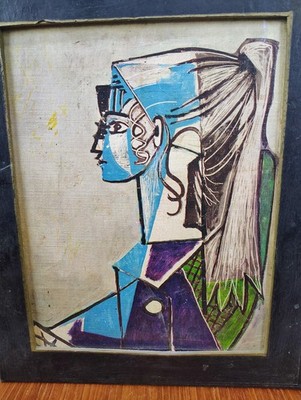 Vintage c. 1960's Pablo Picasso Portait of Sylvette Framed Print