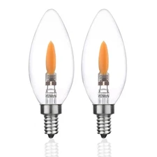 2 Pack E12 B10/B11 LED Flame Effect Light Bulb, Flickering, Non-Dimmable