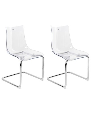 Esszimmerstuhl 2er Set Kunststoff transparent Freischwinger Marshall