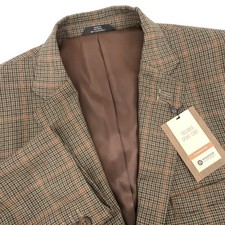 NEW Haggar Classic Fit Tailored Sport Coat Brown Houndstooth Mens 42R MSRP 200