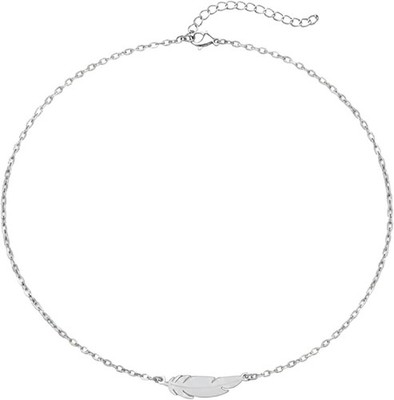 Stainless Steel Feather Dainty Choker, Handmade Adjustable Layering Necklace