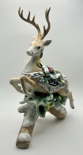 Fitz and Floyd Bristol Leaping Deer Candleholder Upward Leap 2017 W/Box XMAS - Picture 2 of 18