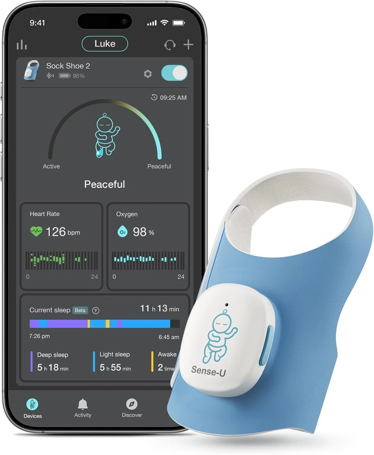 Baby Heart Rate Sleep Monitor Sock Shoe 1–12 Months PPG Sensor