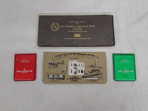 The Farmers & Merchants Bank Jefferson, WI Check/Saving Holders & Travel Mirrors