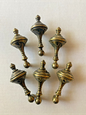 Vintage Ajax Brass Pendant Pulls Handles Cabinets Drawers Hardware - Esperanto
