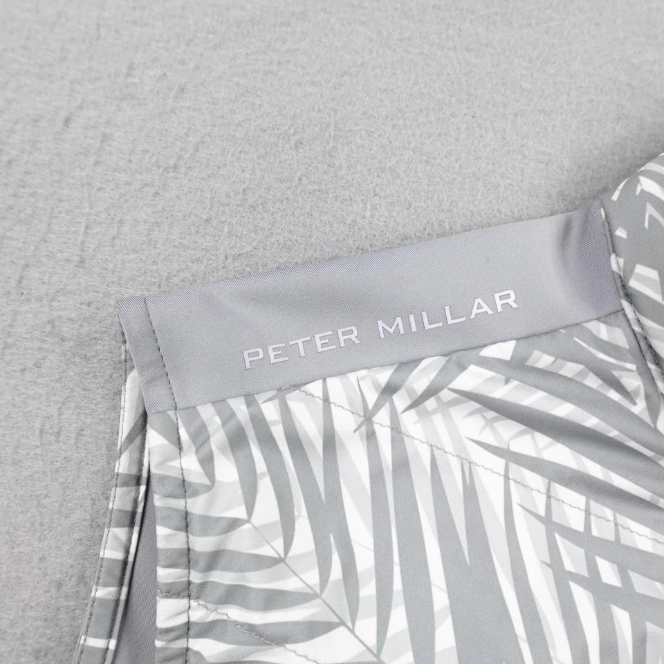 Chaleco Peter Millar Para Hombre Grande Gris Blanco Fusible Elite Golf Cremallera Completa Resistente al Viento Foto 3 de 4