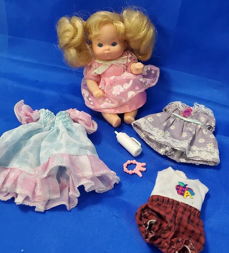 Vintage Mattel 1985 Heart Family 4" Baby Doll W/ Clothes