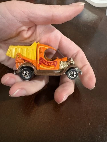 Vintage Hot Wheels 1977 A Truckin' Dumpin' A Orange Ford Dump Truck Hong Kong