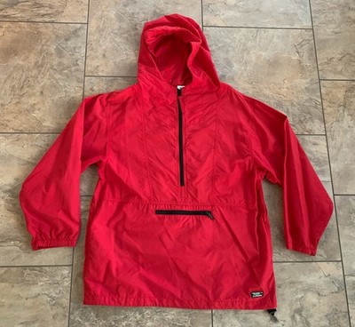 Vintage LL Bean Jacket Kids XL Red Hooded Anorak Nylon Outdoors 90s