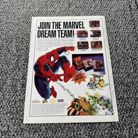 Vintage 1992 Marvel Dream Team Spider-Man SNES NES Game Boy Video Game Print Ad