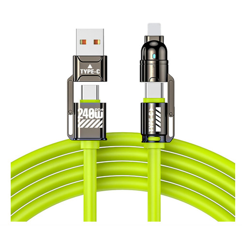 Flüssigsilikon 4-in-1 Schnell Ladekabel mit L/Typ C/USB für iPhone - Bild 9 von 12