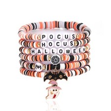 Halloween Bracelets for Women Surfer Heishi Bracelets Set Colorful Clay Beads Br