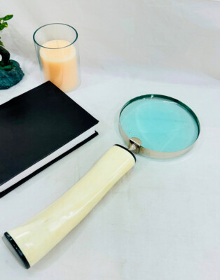Vintage Extra Strong Magnifying Glass with White Handle Reading Tool Reading