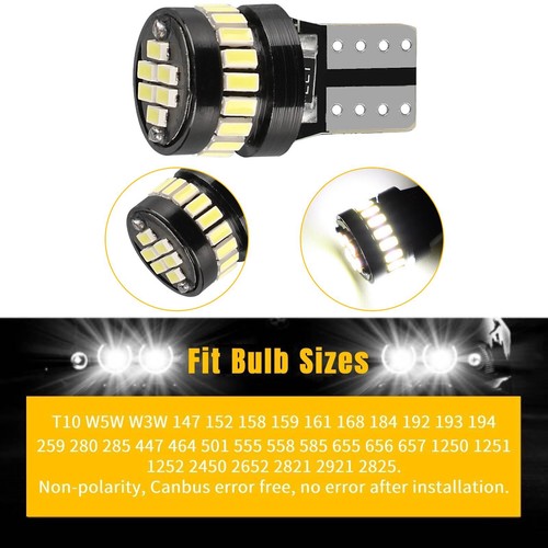 10X T10 194 168 W5W 2825 Super White LED License Plate Interior Light Bulb 6000K - Picture 6 of 10