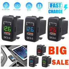 PD Car Charger Socket Dual USB QC3.0 Fast Charging Port Power Adapter for Toyota