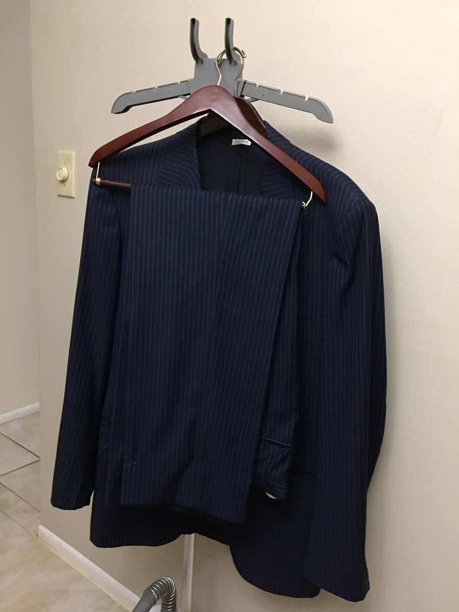 $3200 Brioni Suit Blue Stripe 100% Wool Saks Fifth Ave Super