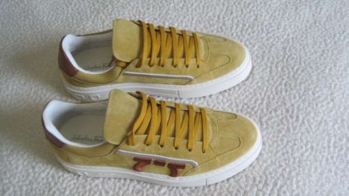 NIB SALVATORE FERRAGAMO BORG 12 Sz 7.5 M Men's Sneakers yellow Mustard Suede - Picture 7 of 15