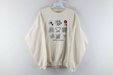 Vtg 90s Cottagecore Womens XL Floral Heart Farmhouse Crewneck Sweatshirt White