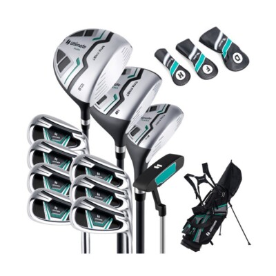 11 Pcs Complete Club Package Picnic Golf Men Set Tall Steel Graphite & Stand Bag