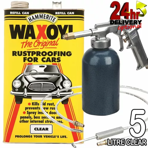 Hammerite 5litre Clear WaxOyl + Sealey Wax Injection Gun Rust Prrof Prevention
