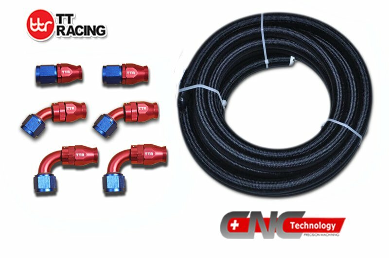 AN-10 Black Nylon PTFE Fuel Hose 3.5M 12FT Swivel Teflon PTFE Fitting Kit