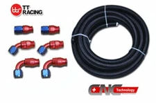 AN-10 Black Nylon PTFE Fuel Hose 3.5M 12FT Swivel Teflon PTFE Fitting Kit