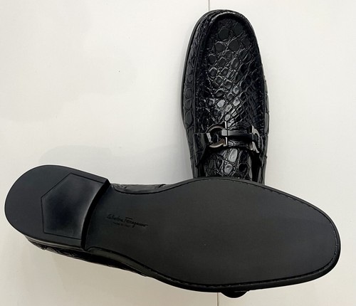 SALVATORE FERRAGAMO Authentic Brown Crocodile Leather Loafers Shoes 11/12/12.5US - Picture 6 of 6