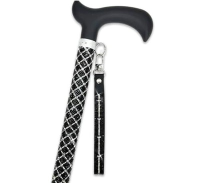 Jacqueline Kent Sugar Cane - Adjustable Cane - Little Black Dress Black Silve...