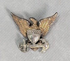 Vintage UNITED STATES Military COAST GUARD Eagle 1/20 10K & STERLING Pin PINBACK