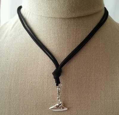 Mens Woman Handmade Leather Jetski Pendant Black Surfer Necklace