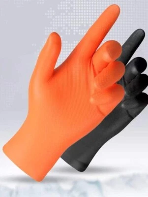 MANIPULA PROTECT Disposable Black & Orange Nitrile Diamond Grip Extra Strong Latex Free 100 PCS