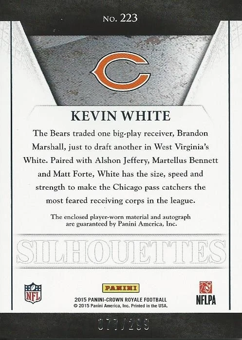 2015 Panini Crown Royale Kevin White RC AUTO Jersey #/299 Bears Saints - Image 2 of 2