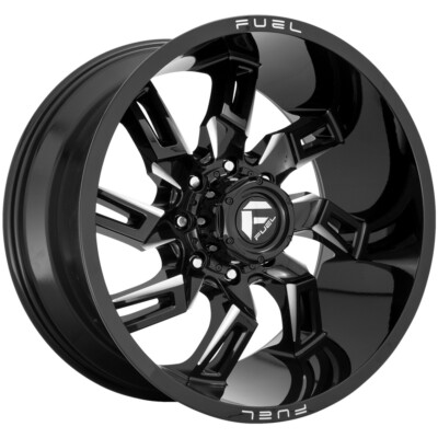 20x9 +1 Fuel 1PC D747 Lockdown 6x5.5 Gloss Black Milled Wheels (Set of 4)